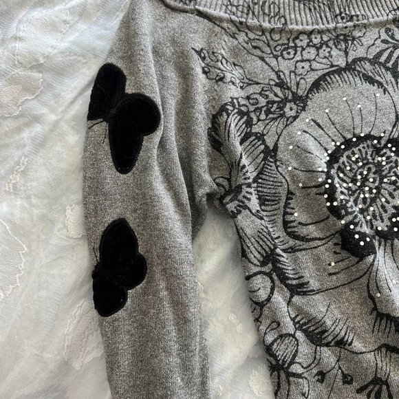 Desigual Grey Floral Knit Top - Picture 4 of 8